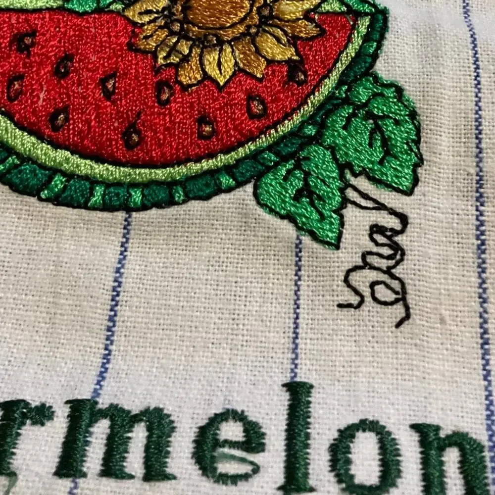 NEW 3 Pc Set Watermelon Kitchen 2 Tea Towels 1 Natural Woven Oval Hot Pad